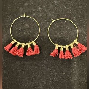 Pom pom hoop earrings
